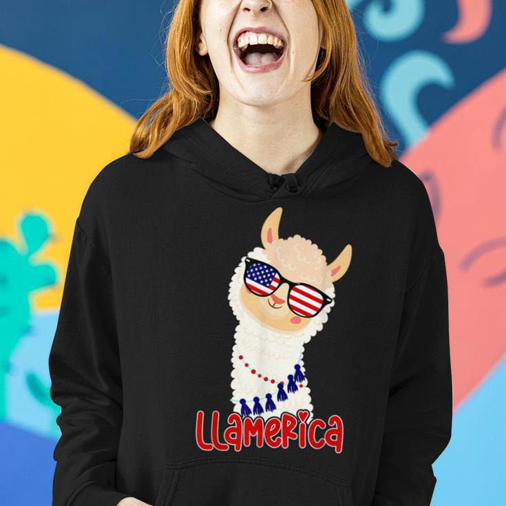 Llamerica Llama Patriotic 4Th Of July Veteran Flag Day Women Hoodie Gifts for Her