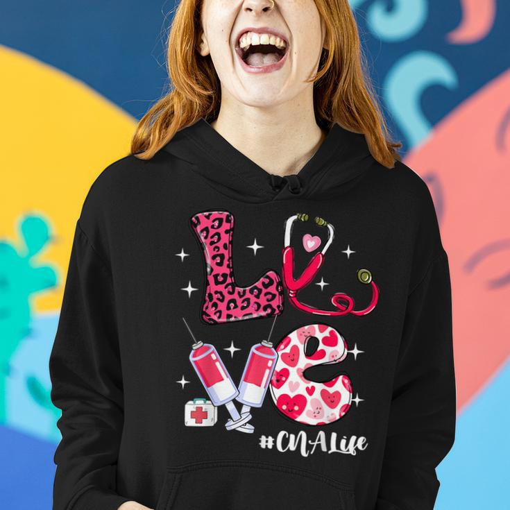 Love Cna Life Messy Bun Valentine's Day Women Hoodie Gifts for Her