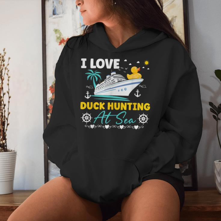 I Love Duck Hunting At Sea Cruise Ship Rubber Duck Women Hoodie Gifts for Her