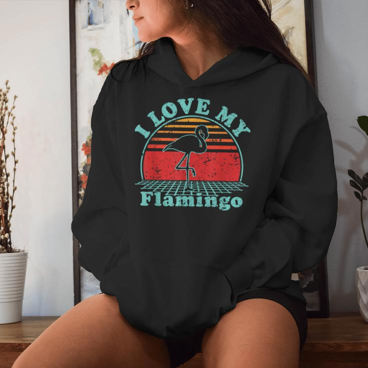 I Love My Flamingo Vintage 80S Style Women Hoodie Gifts for Her