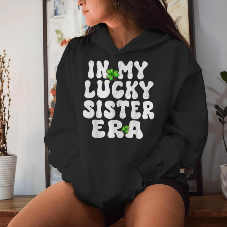 In My Lucky Sister Era Groovy Sister St Patrick's Day Women Hoodie Gifts for Her