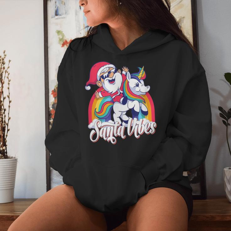 Magical Rainbow Cute Santa Riding Unicorn Summer Christmas Women Hoodie Gifts for Her