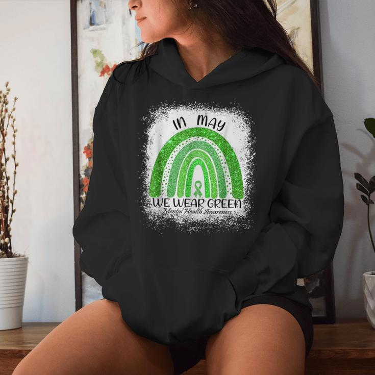 In May We Wear Green Mental Health Awareness Month Rainbow Women Hoodie Gifts for Her