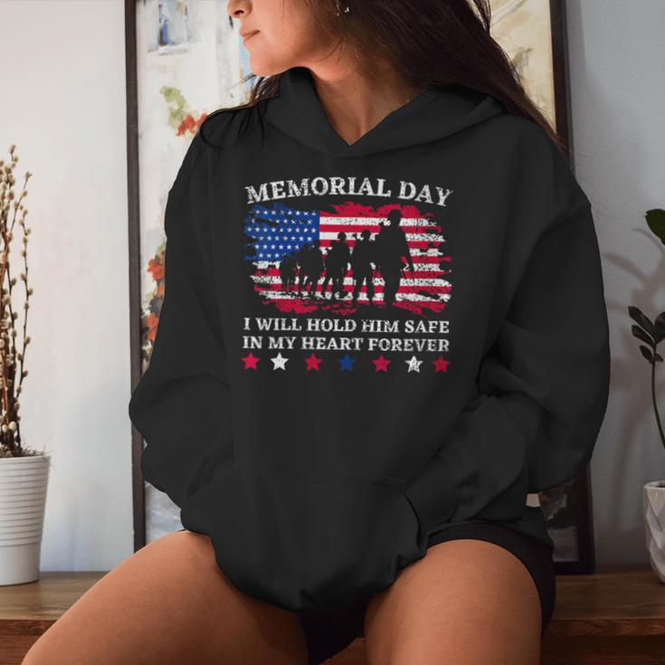 Memorial Day Usa Flag In My Heart Forever Remembrance Dad Women Hoodie Gifts for Her