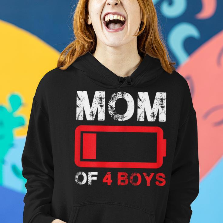 Mom Of 4 Boys Low Battery Mother's Day Women Hoodie Gifts for Her