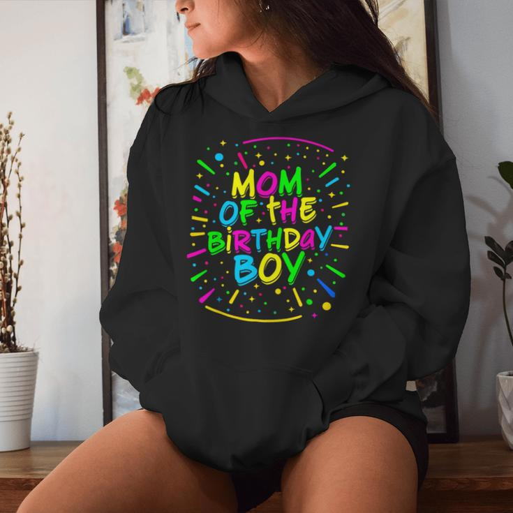 Mom Of The Birthday Boy Retro 80'S Party Mom And Dad Family Women Hoodie Gifts for Her