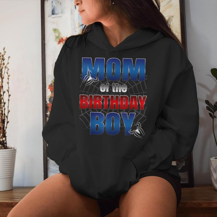 Mom Of The Birthday Spider Web Boy Mom And Dad Family Women Hoodie Gifts for Her