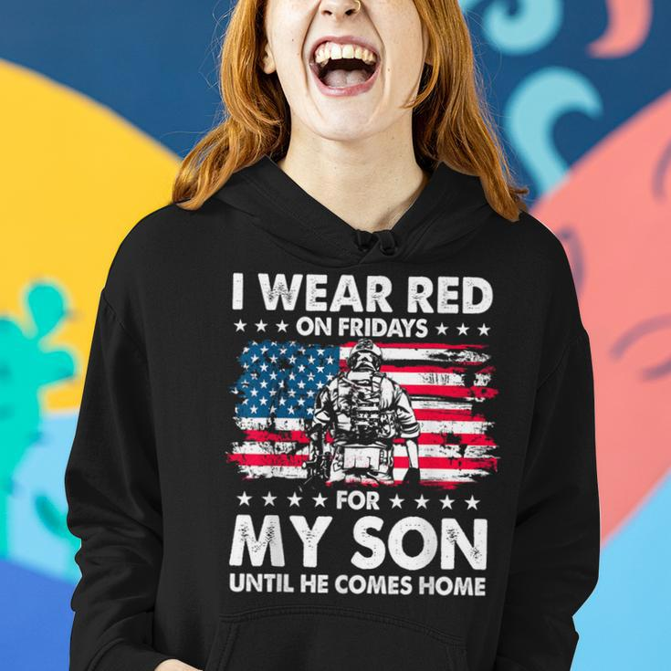 Mom Dad I Wear Red On Fridays For My Son American Flag Women Hoodie Gifts for Her