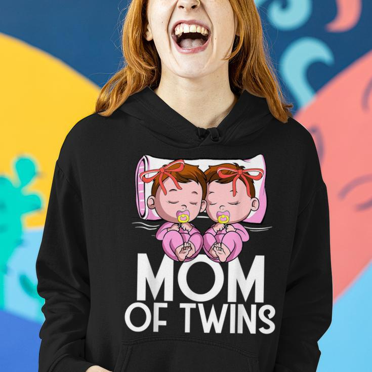 Mom Of Twins Girls Announcement Mother Of Twin Daughters Women Hoodie Gifts for Her