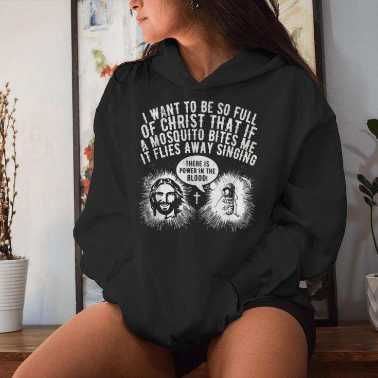 Mosquito Joke Christian Bible Jesus Power In The Blood Women Hoodie Gifts for Her