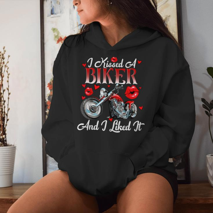 Motorcyle Girl Wife I Kissed A Biker And I Liked It Women Hoodie Gifts for Her