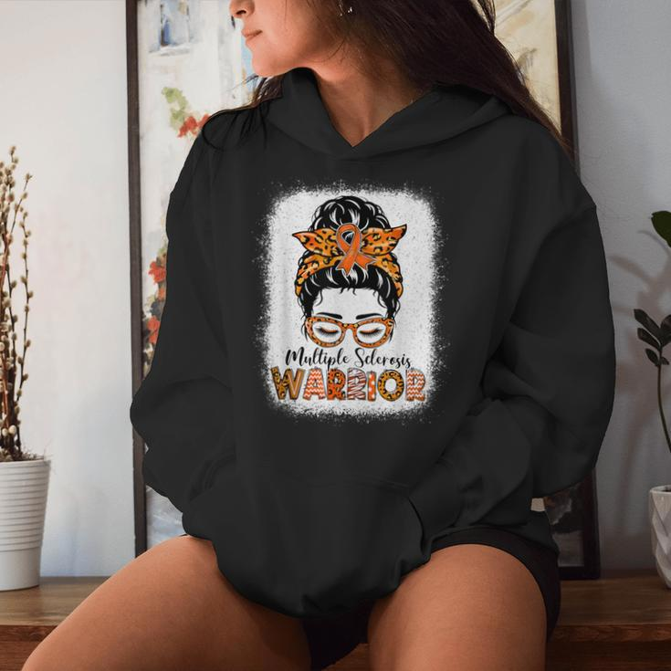 Ms Warrior Messy Bun Multiple Sclerosis Awareness Women Hoodie Gifts for Her