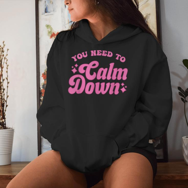 You Need To Calm Down Groovy Retro Quote Concert Music Women Hoodie Gifts for Her