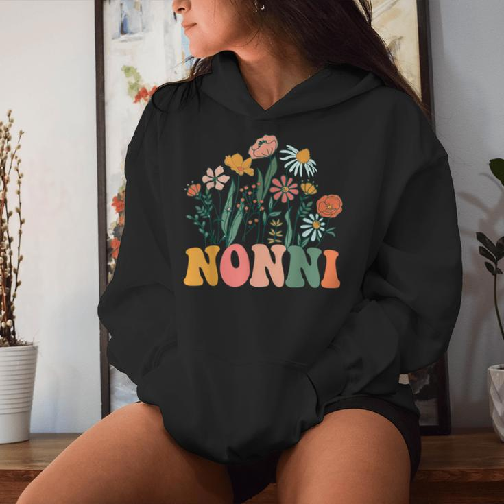 New Nonni Wildflower First Birthday & Baby Shower Women Hoodie Gifts for Her