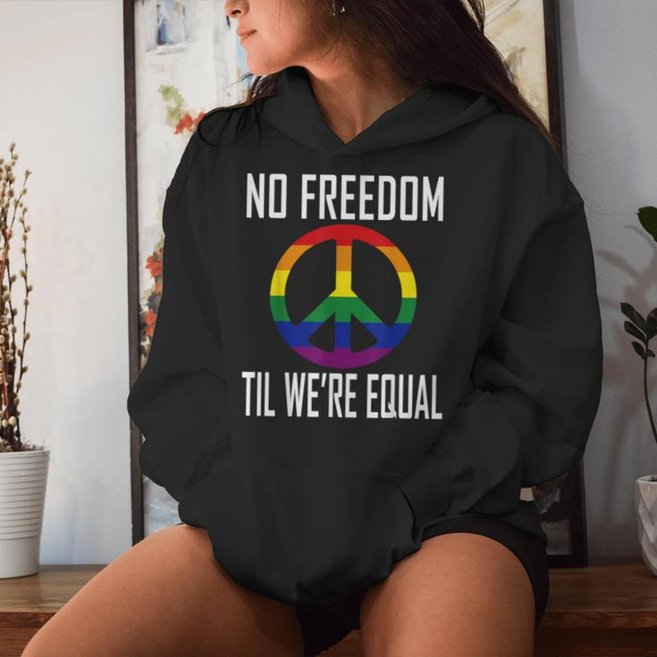 No Freedom Til We're Equal Rainbow Gay Lesbian Pride Women Hoodie Gifts for Her