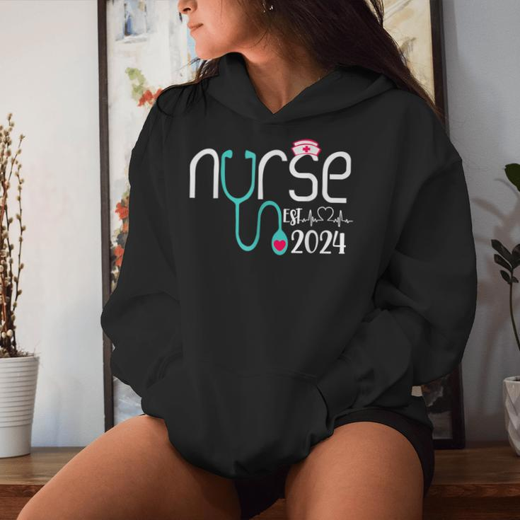 Nurse Est 2024 Rn Nursing School Graduation Graduate Bsn Women Hoodie Gifts for Her