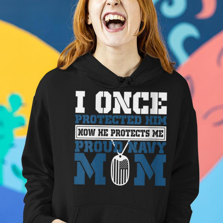 I Once Protected Him Now He Protects Me Proud Navy Mom Women Hoodie Gifts for Her