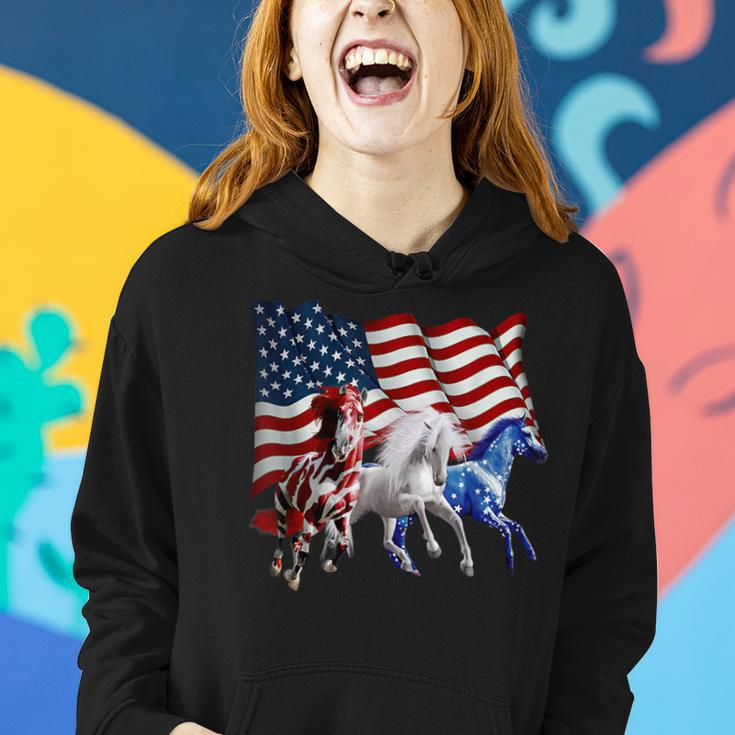 Patriotic Us Flag 4Th Of July Horse Lovers Women Hoodie Gifts for Her
