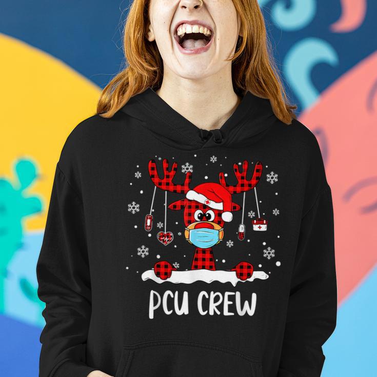 Pcu Crew Buffalo Plaid Face Mask Reindeer Nurse Xmas Women Hoodie Gifts for Her