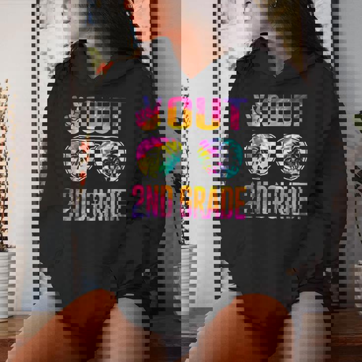 Peace Out 2Nd Grade Tie Dye Graduation Last Day Of School Women Hoodie Gifts for Her