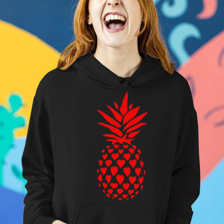 Pineapple Red Hearts Valentines Day Adult Women Hoodie Gifts for Her