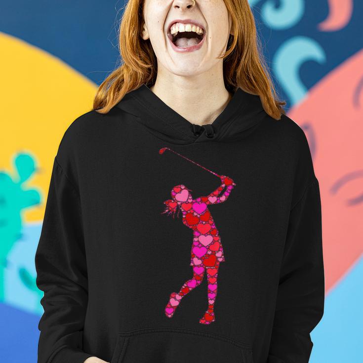 Pink Red Heart Valentines Day Girls Golf Swing Women Hoodie Gifts for Her