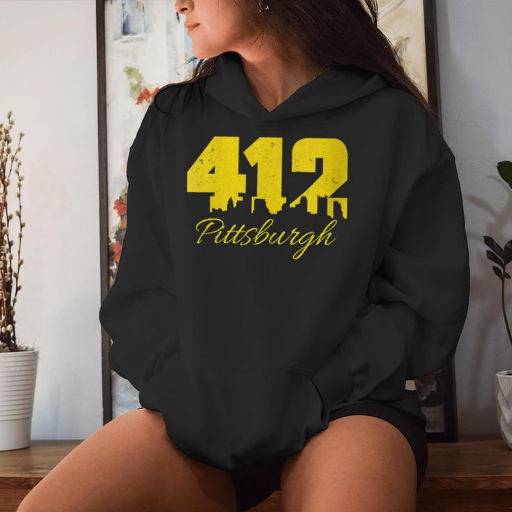 Pittsburgh 412 City Skyline Yellow Pittsburgh Women Hoodie Gifts for Her