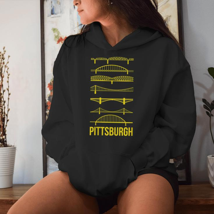 Pittsburgh Bridges Black And Yellow Silhouettes Women Hoodie Gifts for Her