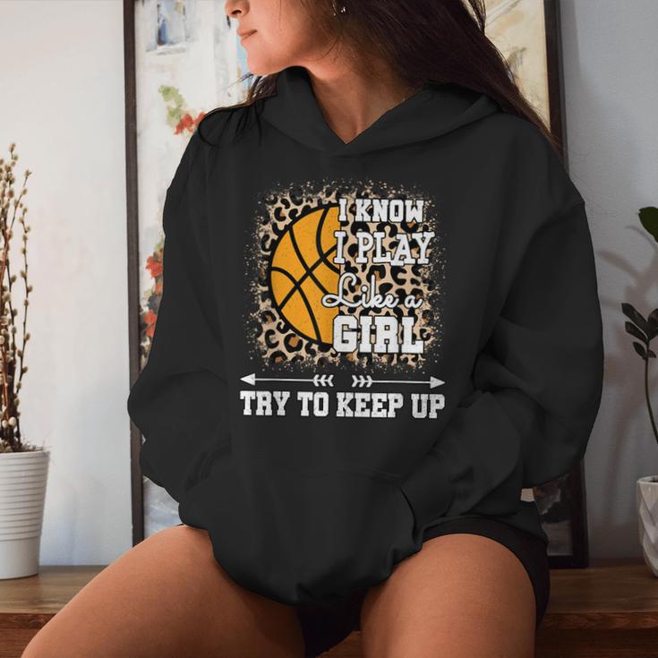 Play Like A Girl Leopard Print Girls Basketball Women Hoodie Gifts for Her