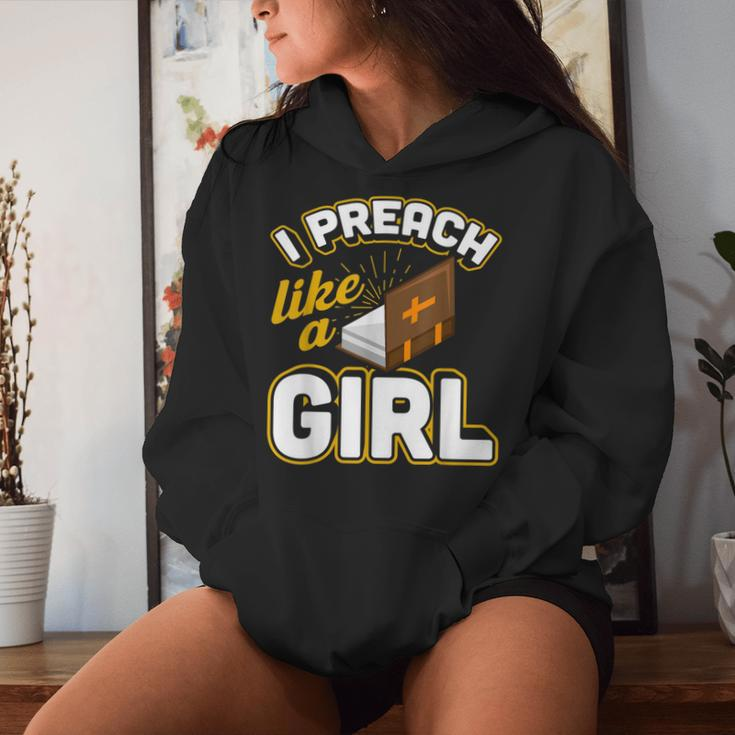 I Preach Like A Girl Pastor Preacher Women Hoodie Gifts for Her