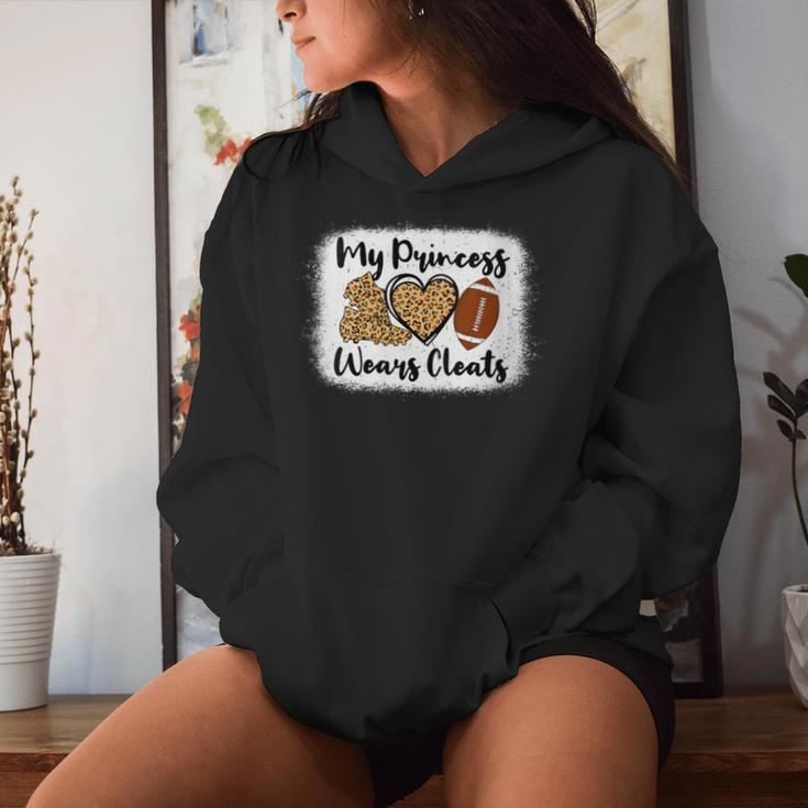 My Princess Wears Cleats Football Mom Leopard Football Girl Women Hoodie Gifts for Her