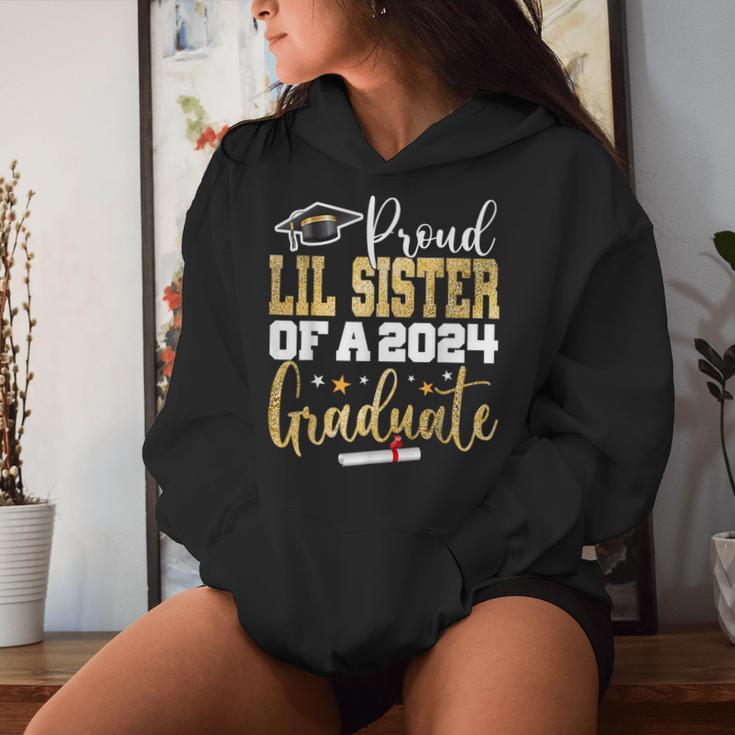 Proud Lil Sister Of A 2024 Graduate Class Senior Graduation Women Hoodie Gifts for Her