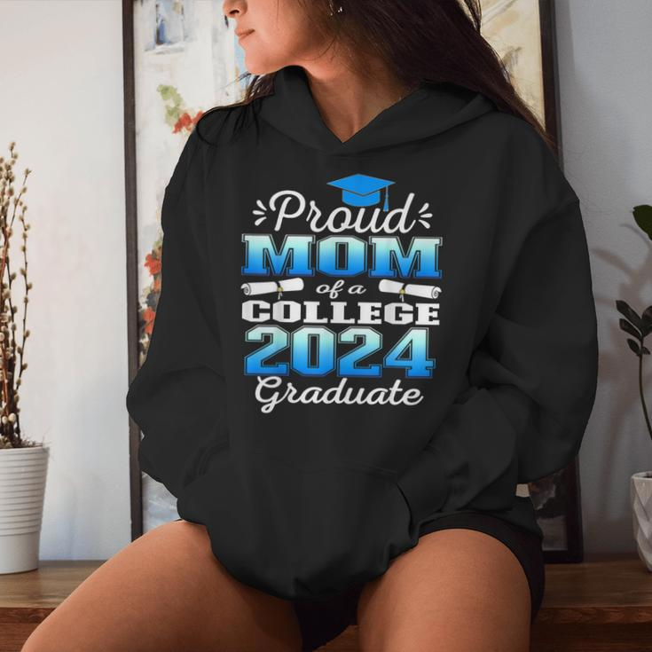 Proud Mom Of 2024 College Graduate Family 24 Graduation Women Hoodie Gifts for Her