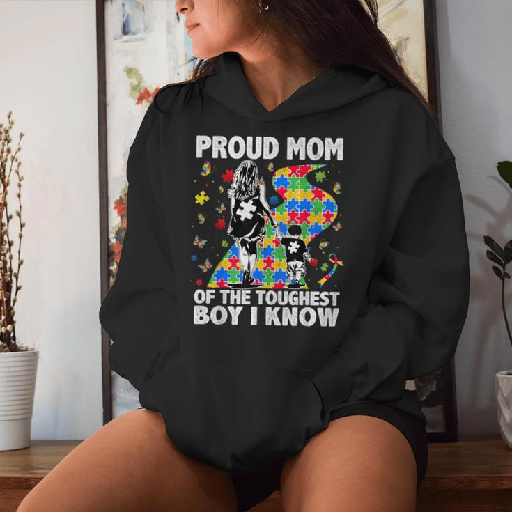 Proud Mom Of The Toughest Boy Son Autism Awareness Women Women Hoodie Gifts for Her