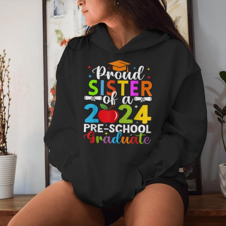 Proud Sister Of 2024 Pre-School Graduate Graduation Pre-K Women Hoodie Gifts for Her