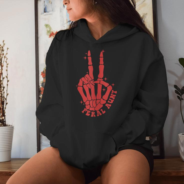 Punk Rock Mom Mother's Day Skeleton Hand Feral Aunt Women Hoodie Gifts for Her