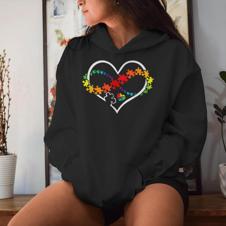 Puzzle Heart Autism Awareness Support Teacher Family Mom Women Hoodie Gifts for Her