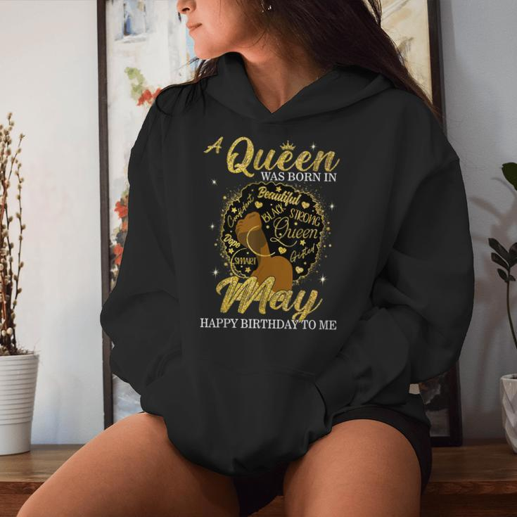 A Queen Was Born In May Birthday Afro Girl Black Women Women Hoodie Gifts for Her