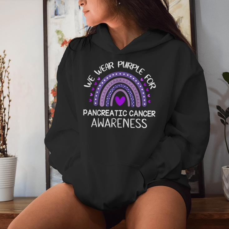 Rainbow We Wear Purple For Pancreatic Cancer Awareness Women Hoodie Gifts for Her