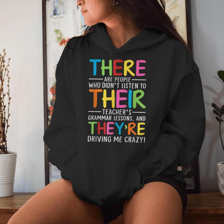 There Their They're English Grammar Teacher Humor Women Hoodie Gifts for Her