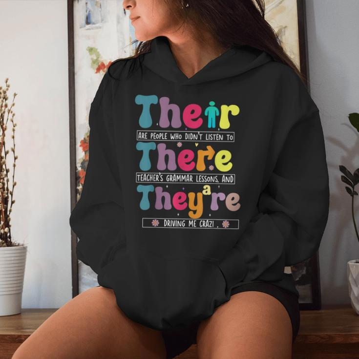 There Their They're English Teacher Grammar Memes Women Hoodie Gifts for Her