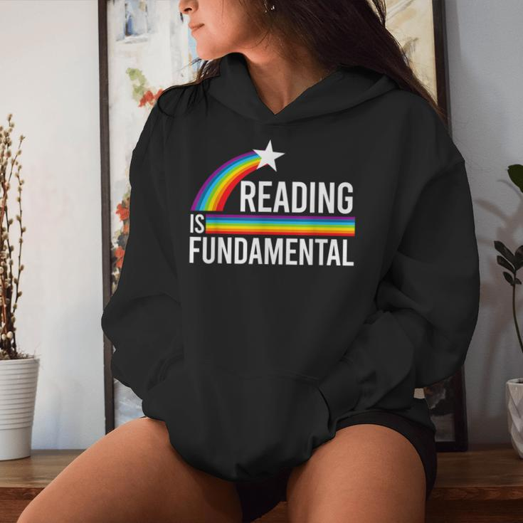 Reading Is Fundamental Rainbow Lgbtq Teacher Gay Flag Pride Women Hoodie Gifts for Her