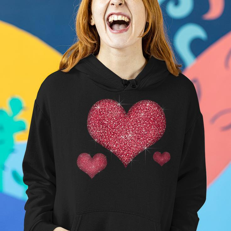 Red Heart Valentine's Day Cool Sparkle Heart Women Hoodie Gifts for Her