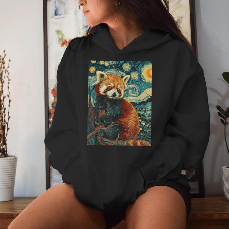 Red Panda Starry Night Van Gogh Style Graphic Women Hoodie Gifts for Her