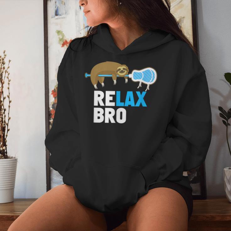 Relax Bro Lacrosse Lax Sloth Women Hoodie Gifts for Her