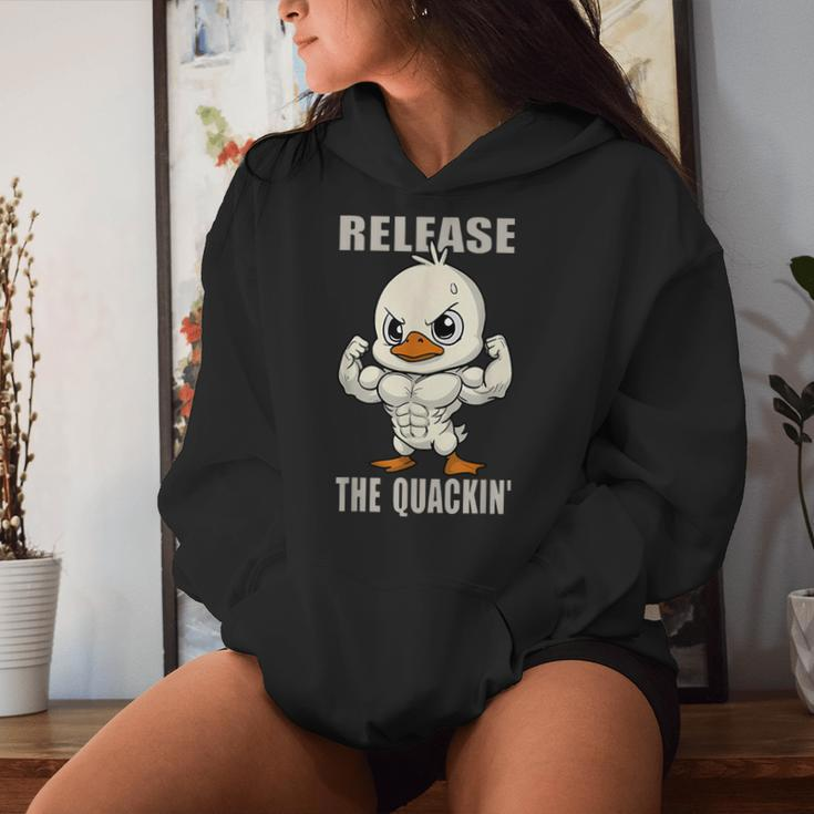 Release The Quackin Duck Gym Weightlifting Bodybuilder Women Hoodie Gifts for Her