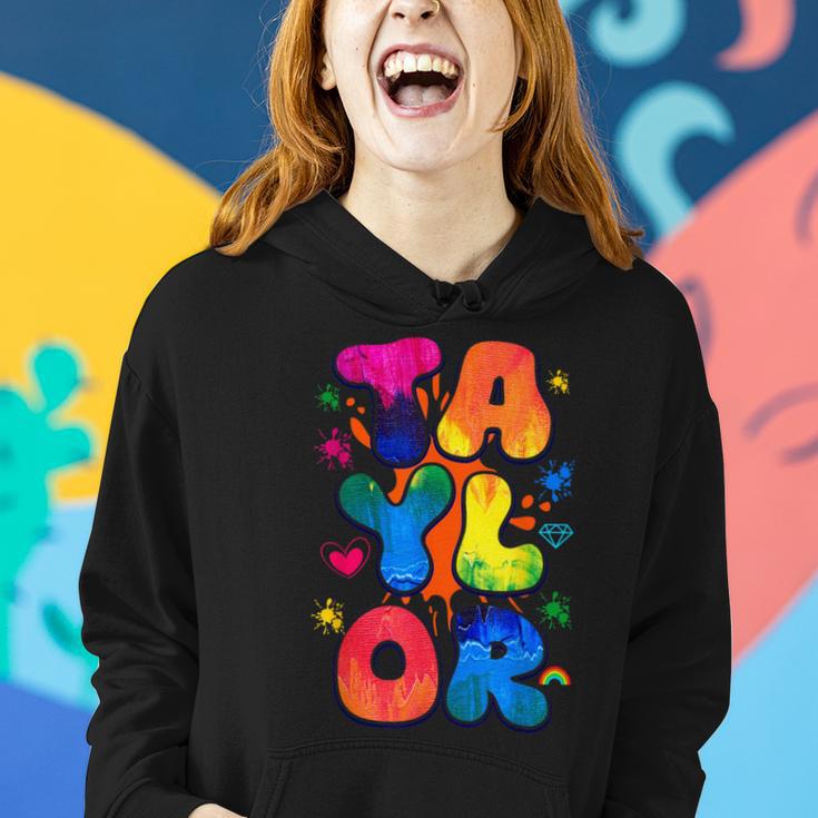 Retro First Name Taylor Girl Personalized Boy Groovy 80'S Women Hoodie Gifts for Her