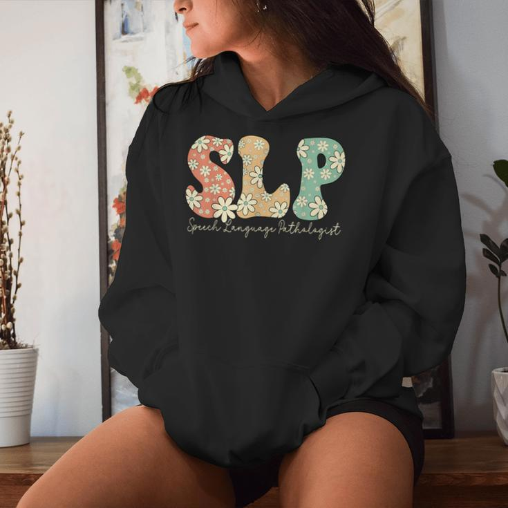 Retro Floral Slp Speech Language Pathologist Speech Therapy Women Hoodie Gifts for Her