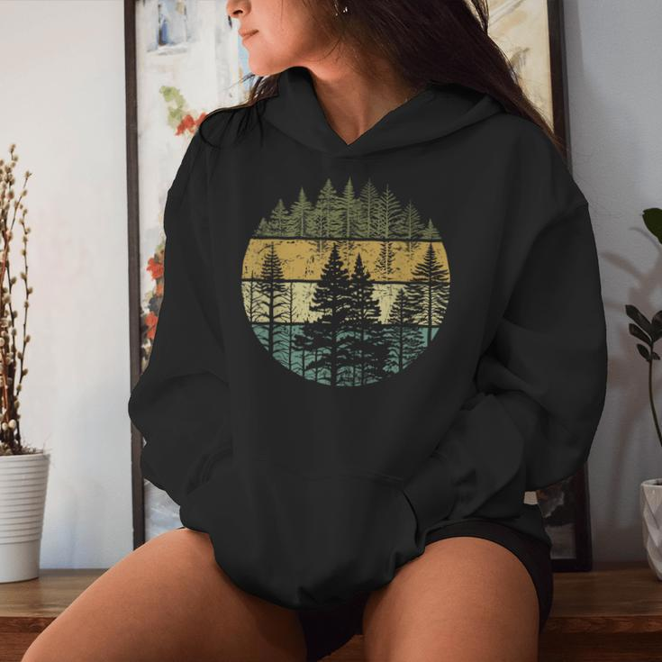 Retro Forest Trees Outdoors Nature Vintage Graphic Women Hoodie Gifts for Her