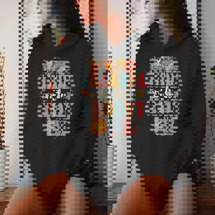 Retro Grandpa Of Groovy One Matching Family 1St Birthday Women Hoodie Gifts for Her